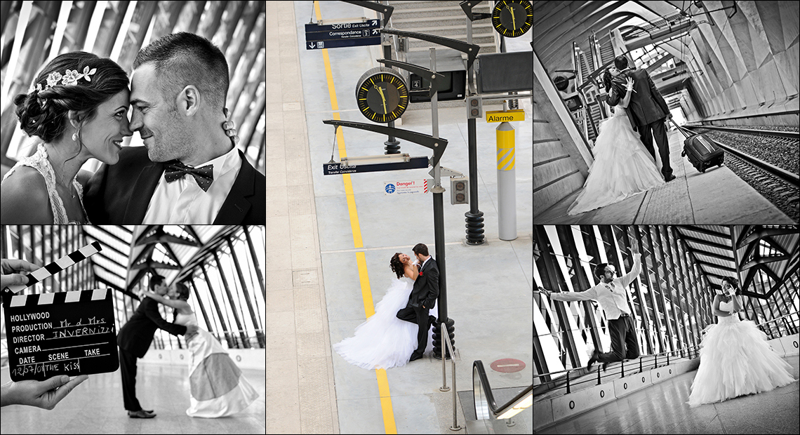 Photo de mariage aéroport et gare de Lyon